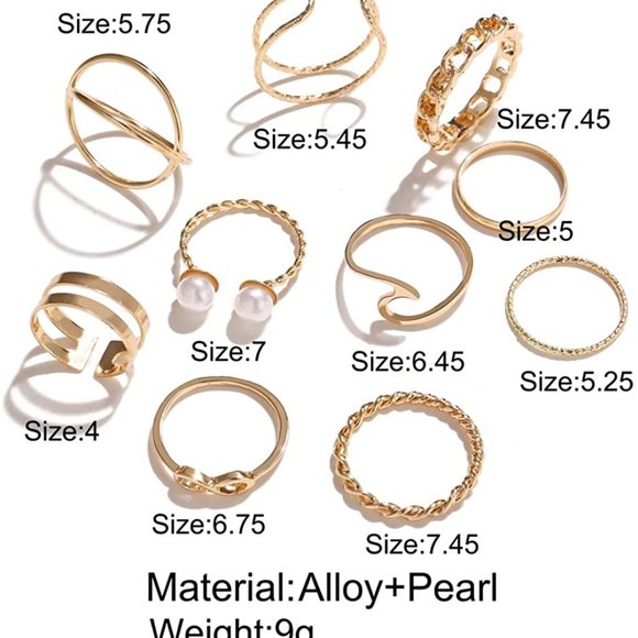 Stackable Rings Set for Women, Bohemian Gold - Picture 3 of 6